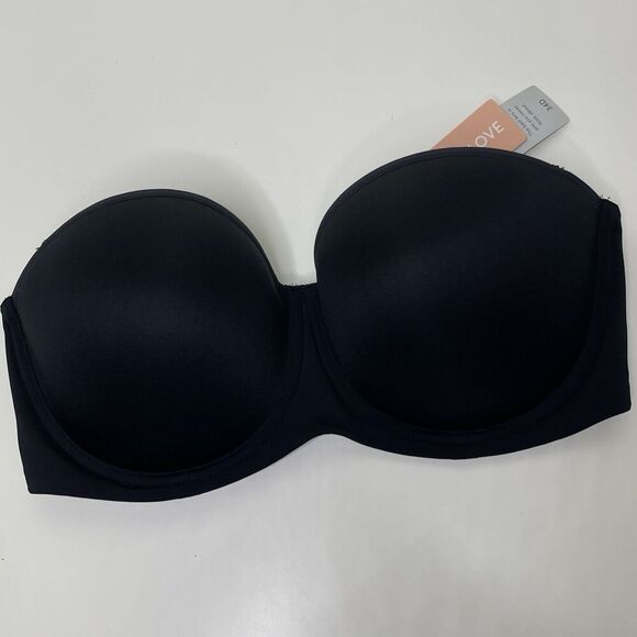 NEW Thirdlove Bra 24/7 Classic Strapless 34D Black Convertible Adjustable Wired - Picture 1 of 11